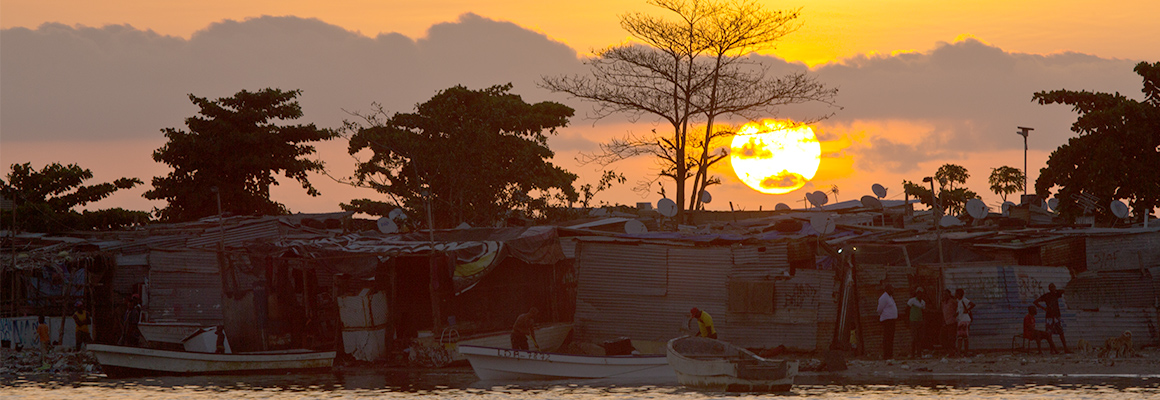 Sunset over sea in Luanda, Angola